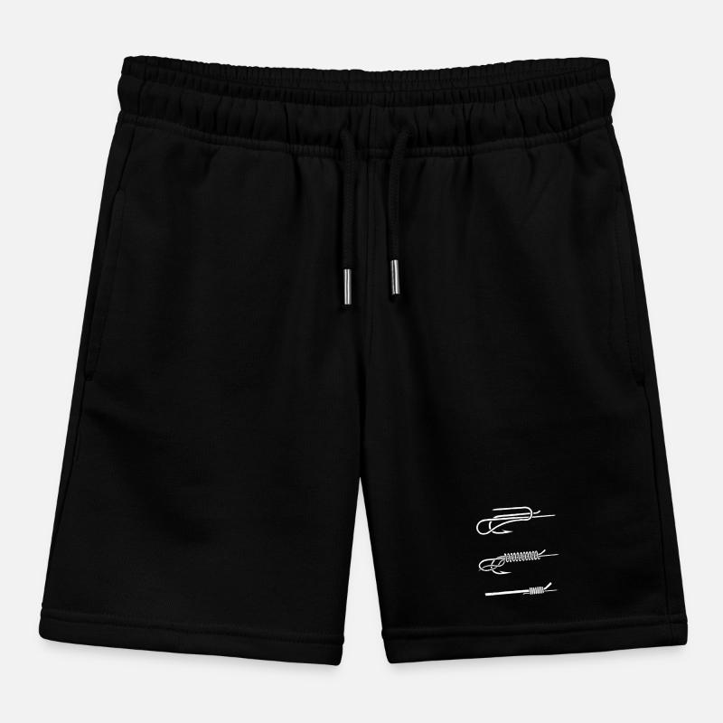 Fish Hook Knot Instruction WHITE Kids Organic Sweat Shorts by Stanley/Stella