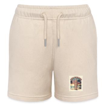 Surf Paradies Retro Design - Kinder Organic Joggingshorts Mini Bolter von Stanley/Stella - Natur - Vorne