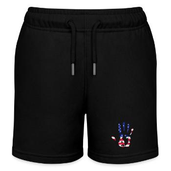 Empreinte de la main aux couleurs du drapeau américain - Short de jogging enfant bio Stanley/Stella - noir - Devant