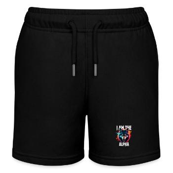I am the Alpha Wolf - Kinder Organic Joggingshorts Mini Bolter von Stanley/Stella - Schwarz - Vorne