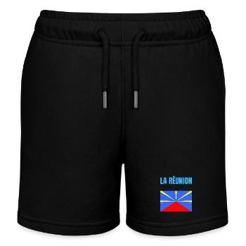 T-shirt drapeau La Réunion volcan - Short de jogging enfant bio Stanley/Stella - noir - Devant