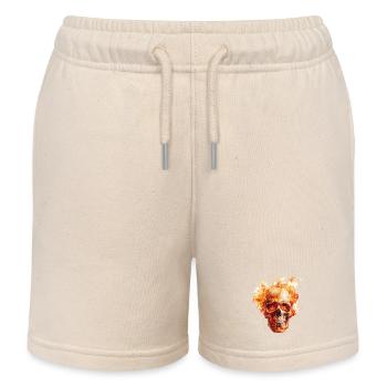 Skull Flames - Kids Organic Sweat Shorts by Stanley/Stella - soft Ecru - Front