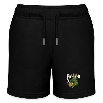 Chiefin Headdress Profile Illustration Design - Kinder Organic Joggingshorts Mini Bolter von Stanley/Stella - Schwarz - Vorne