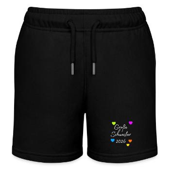 Große Schwester 2026 Herzdruck - Kinder Organic Joggingshorts Mini Bolter von Stanley/Stella - Schwarz - Vorne