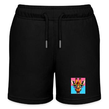 Giraffe - Kinder Organic Joggingshorts Mini Bolter von Stanley/Stella - Schwarz - Vorne