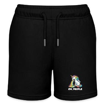 Rainbow Unicorn Spits Rainbow - Kids Organic Sweat Shorts by Stanley/Stella - black - Front