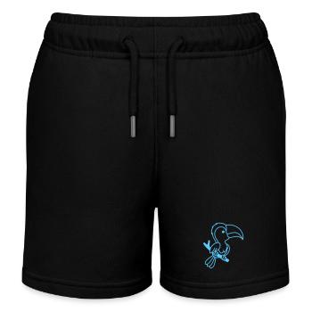Blauer Tukan Umriss am Ast - Kinder Organic Joggingshorts Mini Bolter von Stanley/Stella - Schwarz - Vorne