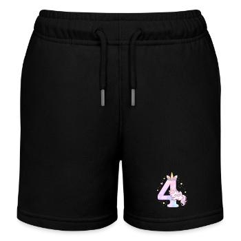 4.Geburtstag Einhorn  4 Jahre alt - Kinder Organic Joggingshorts Mini Bolter von Stanley/Stella - Schwarz - Vorne