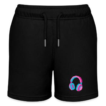 Casque Rétro Synthwave des années 80 DJ Musique Gamer - Short de jogging enfant bio Stanley/Stella - noir - Devant