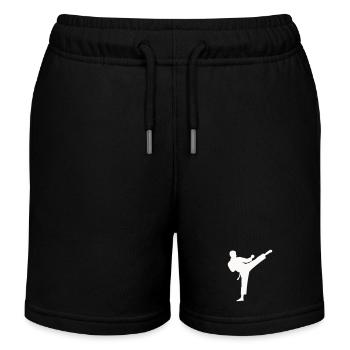 Kampfkunst Silhouette Hochkick - Kinder Organic Joggingshorts Mini Bolter von Stanley/Stella - Schwarz - Vorne