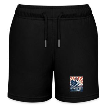 Frankreich Hahn Fußball Fan Motiv Wappentier  - Kinder Organic Joggingshorts Mini Bolter von Stanley/Stella - Schwarz - Vorne