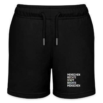 Menschenrechte statt rechte Menschen Spruch Demo - Kinder Organic Joggingshorts Mini Bolter von Stanley/Stella - Schwarz - Vorne