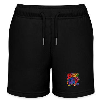 Born This Way Rainbow CSD Pride Saying - Kids Organic Sweat Shorts by Stanley/Stella - black - Front