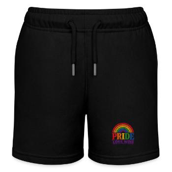 Pride Love Wins Regenbogen Vintage T-Shirt Sticker - Kinder Organic Joggingshorts Mini Bolter von Stanley/Stella - Schwarz - Vorne