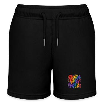 Born This Way Regenbogen CSD Pride Spruch - Kinder Organic Joggingshorts Mini Bolter von Stanley/Stella - Schwarz - Vorne