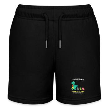 Teachersaurus Lehrer Humor mit kleinen Dinosaurier - Kinder Organic Joggingshorts Mini Bolter von Stanley/Stella - Schwarz - Vorne