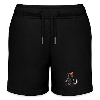 Schwarze Mürrische Katze Stricken Hexenhut T-Shirt - Kids Organic Sweat Shorts by Stanley/Stella - black - Front