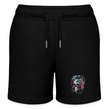 Menschlicher Schädel & Blumen 5 - Kinder Organic Joggingshorts Mini Bolter von Stanley/Stella - Schwarz - Vorne