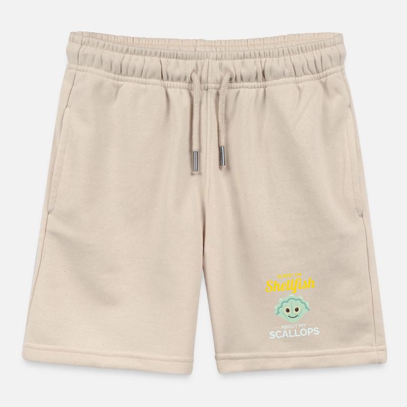 Scallop Seashells Collector Beachcomber Shellfish Kids Organic Sweat Shorts by Stanley/Stella