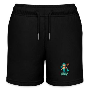 Merkids Power Girls - Kids Organic Sweat Shorts by Stanley/Stella - black - Front