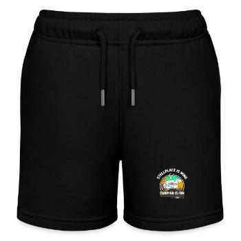 Camper Familie - Camping Wagen - Kinder Organic Joggingshorts Mini Bolter von Stanley/Stella - Schwarz - Vorne
