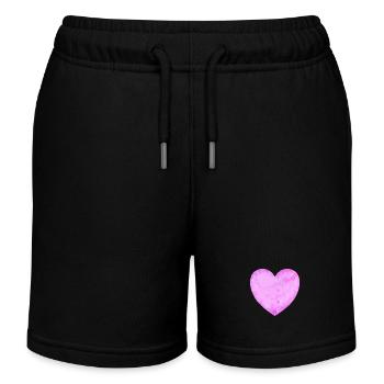 pink heart - Kids Organic Sweat Shorts by Stanley/Stella - black - Front