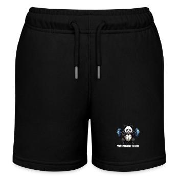 Panda Dumbbell Training Workout: the struggle is - Kids Organic Sweat Shorts by Stanley/Stella - black - Front