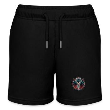 Hirsch in Ornament, Liebeshirsche - Kinder Organic Joggingshorts Mini Bolter von Stanley/Stella - Schwarz - Vorne