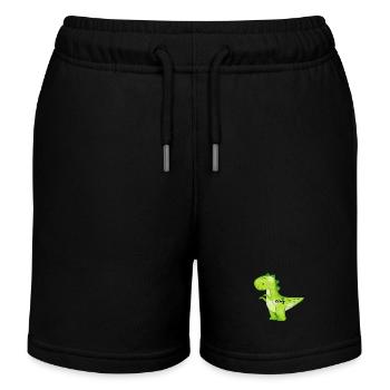 Geburtstagsaufdruck, Dino, grün - Kinder Organic Joggingshorts Mini Bolter von Stanley/Stella - Schwarz - Vorne