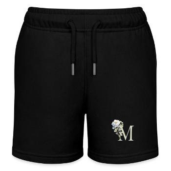 M avec des fleurs - Short de jogging enfant bio Stanley/Stella - noir - Devant