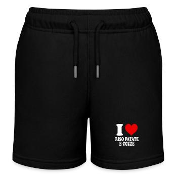 I Love Rice Potato Mussels Funny Heart - Kids Organic Sweat Shorts by Stanley/Stella - black - Front