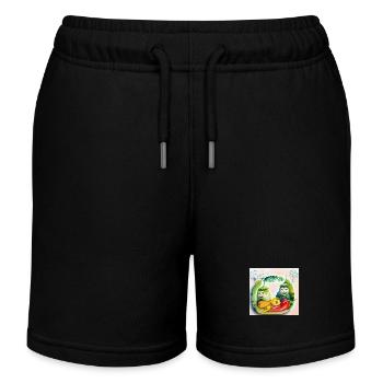 Cheerful vegetables - Kids Organic Sweat Shorts by Stanley/Stella - black - Front