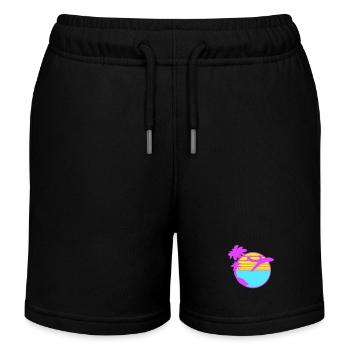 Flugzeug Palmen Fliegen Strand Streifen Meer Reise - Kinder Organic Joggingshorts Mini Bolter von Stanley/Stella - Schwarz - Vorne
