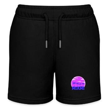 Miami USA Palmen Strand Sonne Amerika Florida Logo - Kinder Organic Joggingshorts Mini Bolter von Stanley/Stella - Schwarz - Vorne