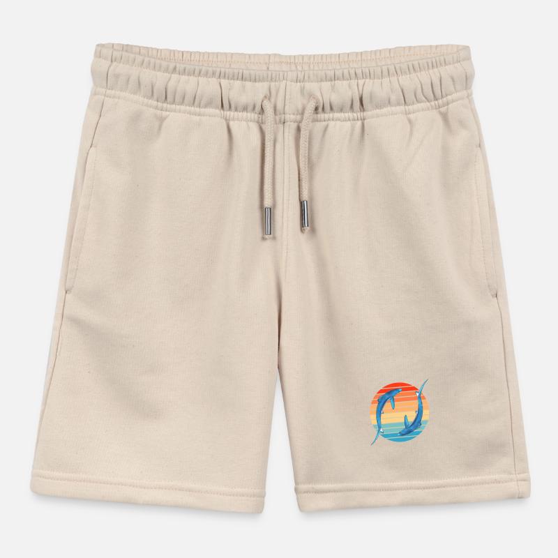 Blue Shark Retro Sunset Kids Organic Sweat Shorts by Stanley/Stella