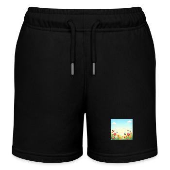 Défilé d’insectes colorés au printemps – Mer de fleurs Soleil - Short de jogging enfant bio Stanley/Stella - noir - Devant