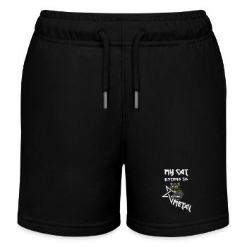 Meine Katze hört Metal - Washed Effekt - Kinder Organic Joggingshorts Mini Bolter von Stanley/Stella - Schwarz - Vorne