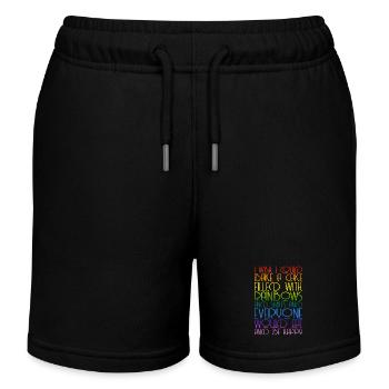 Rainbows Rainbow Grafik - Kinder Organic Joggingshorts Mini Bolter von Stanley/Stella - Schwarz - Vorne