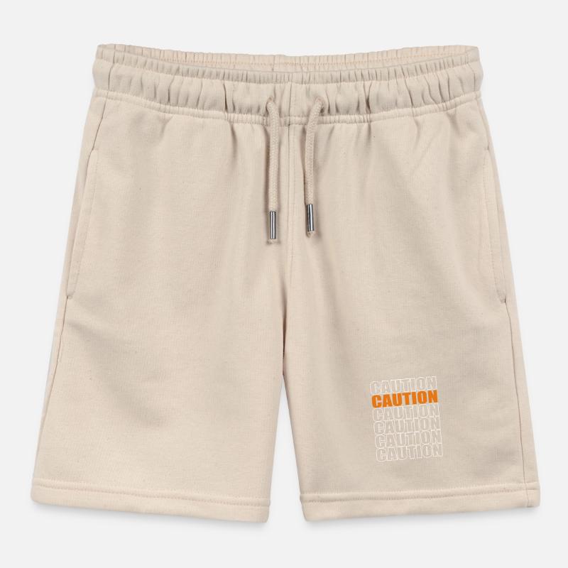 Caution Graphic Kids Organic Sweat Shorts by Stanley/Stella