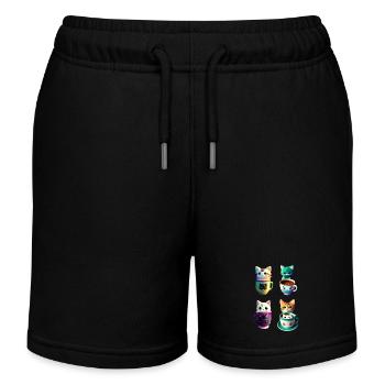 My best friend is kawaii kitty cat coffee - Kids Organic Sweat Shorts by Stanley/Stella - black - Front