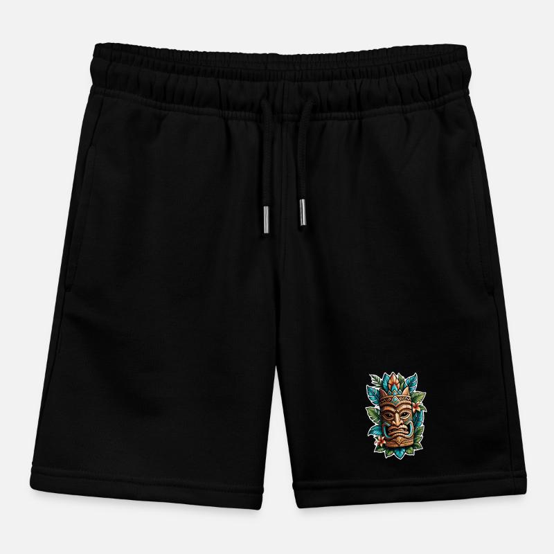 Tiki Beach - Polynesia Statue Kids Organic Sweat Shorts by Stanley/Stella