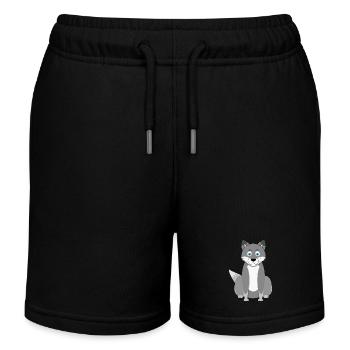 Cartoon wolf - Kids Organic Sweat Shorts by Stanley/Stella - black - Front