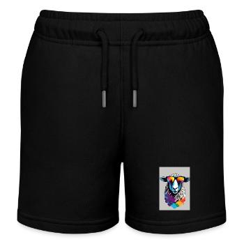 Sheep with sunglasses - Kids Organic Sweat Shorts by Stanley/Stella - black - Front