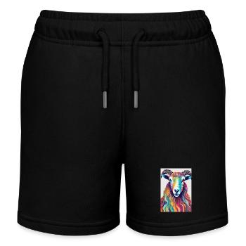 Bunter Schafbock - Kinder Organic Joggingshorts Mini Bolter von Stanley/Stella - Schwarz - Vorne