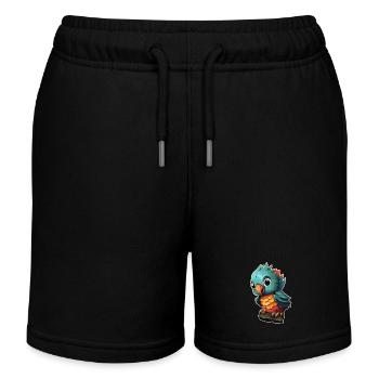 Cartoon Parrot - Kids Organic Sweat Shorts by Stanley/Stella - black - Front