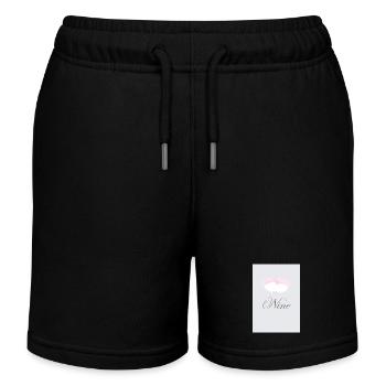 Cloud Nine Grey and Pink with Fluffy Clouds - Kids Organic Sweat Shorts by Stanley/Stella - black - Front