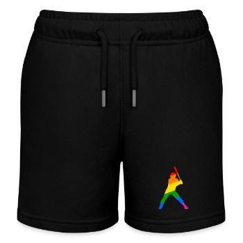Rainbow Baseball Sport Design - Kids Organic Sweat Shorts by Stanley/Stella - black - Front