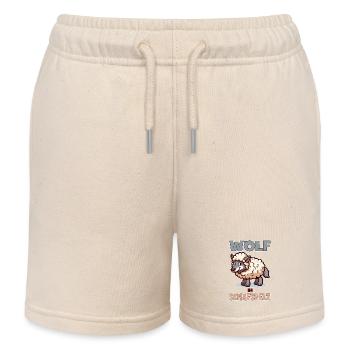 Loup déguisé en mouton - Short de jogging enfant bio Stanley/Stella - écru doux - Devant