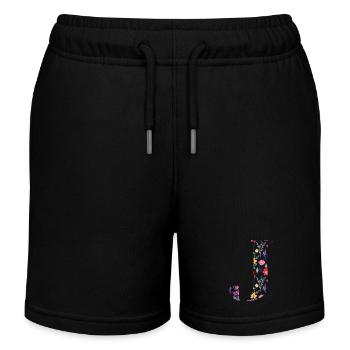 Personalisierter Blumenbrief j - Geschenkidee - Kinder Organic Joggingshorts Mini Bolter von Stanley/Stella - Schwarz - Vorne