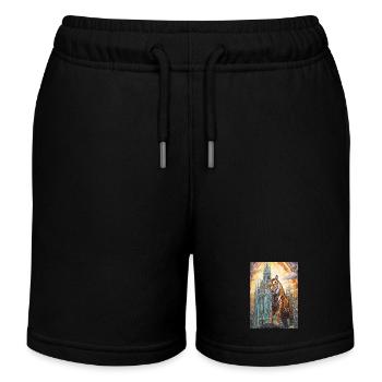 Tiger majestätisch vor Kathedrale - Kinder Organic Joggingshorts Mini Bolter von Stanley/Stella - Schwarz - Vorne